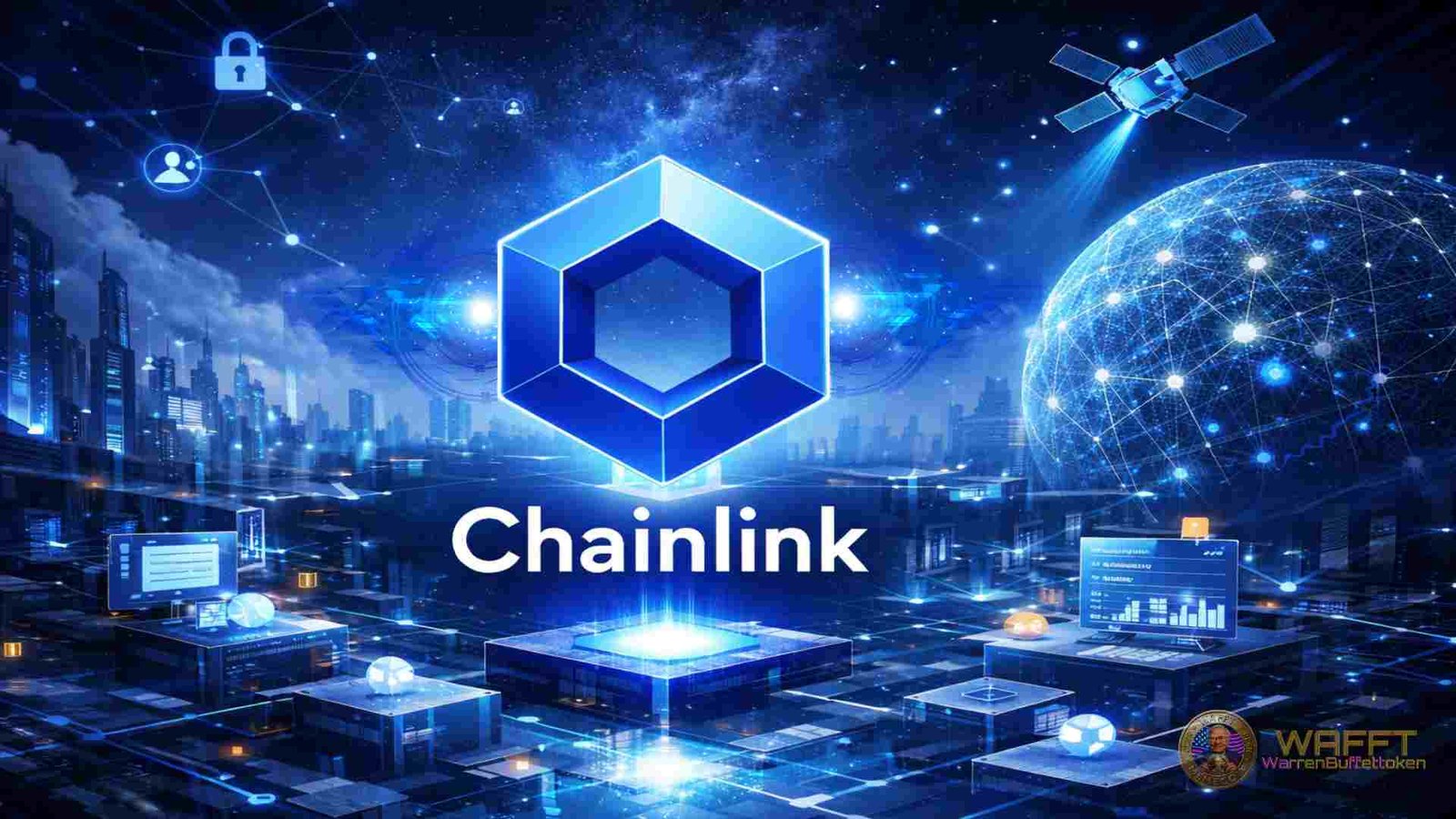 Chainlink oracles connecting smart contracts with external data sources.