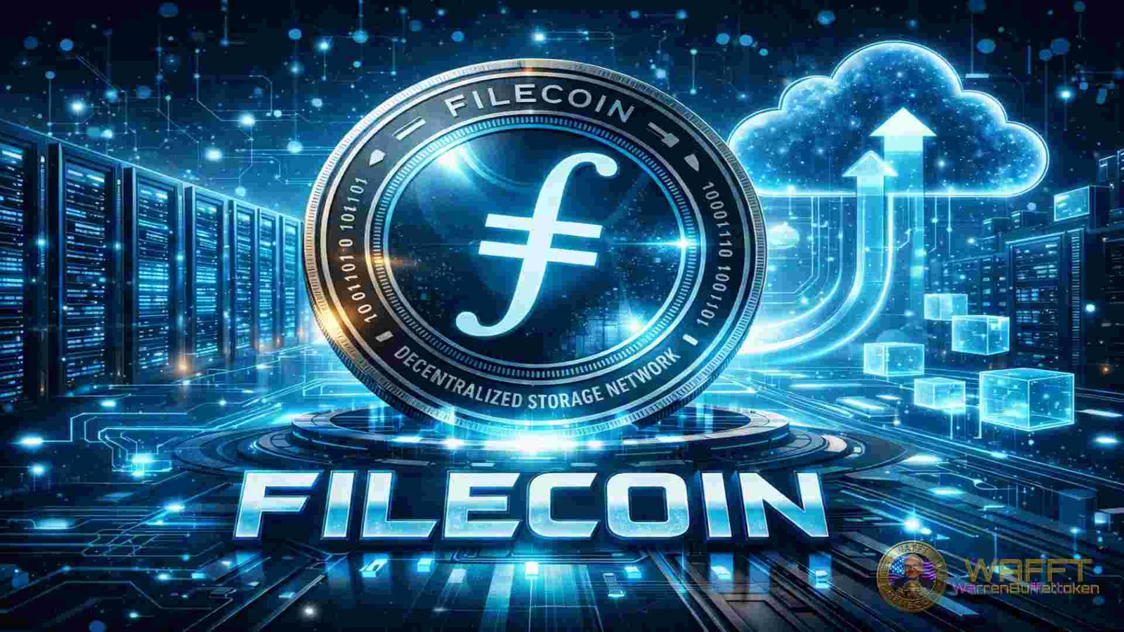 Filecoin token representing decentralized cloud storage and data infrastructure on blockchain.