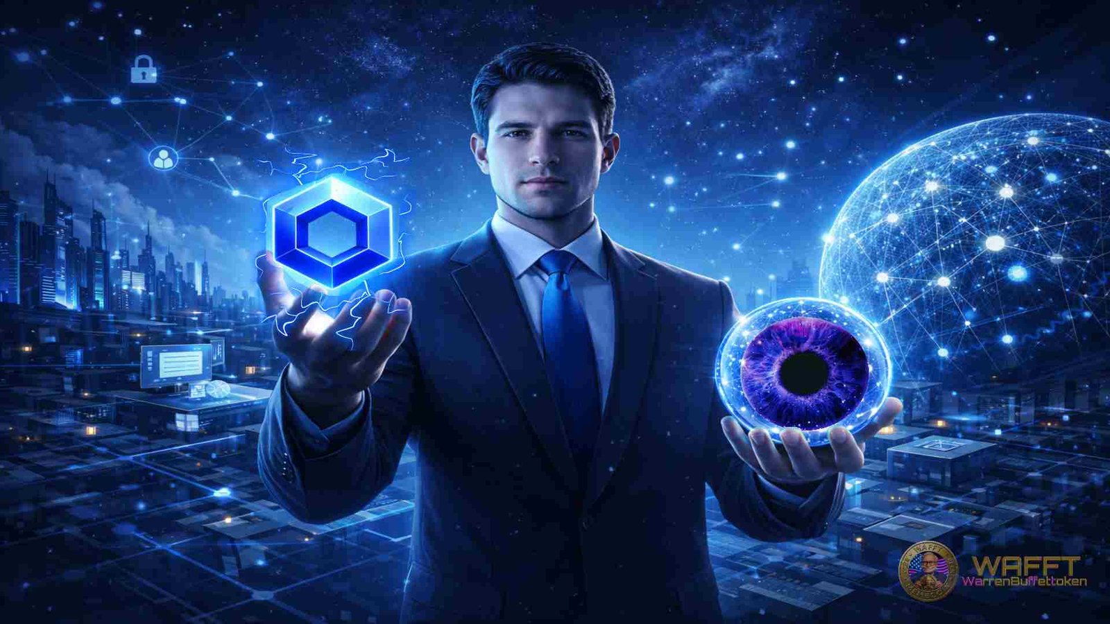 Chainlink oracles connecting smart contracts with external data sources.