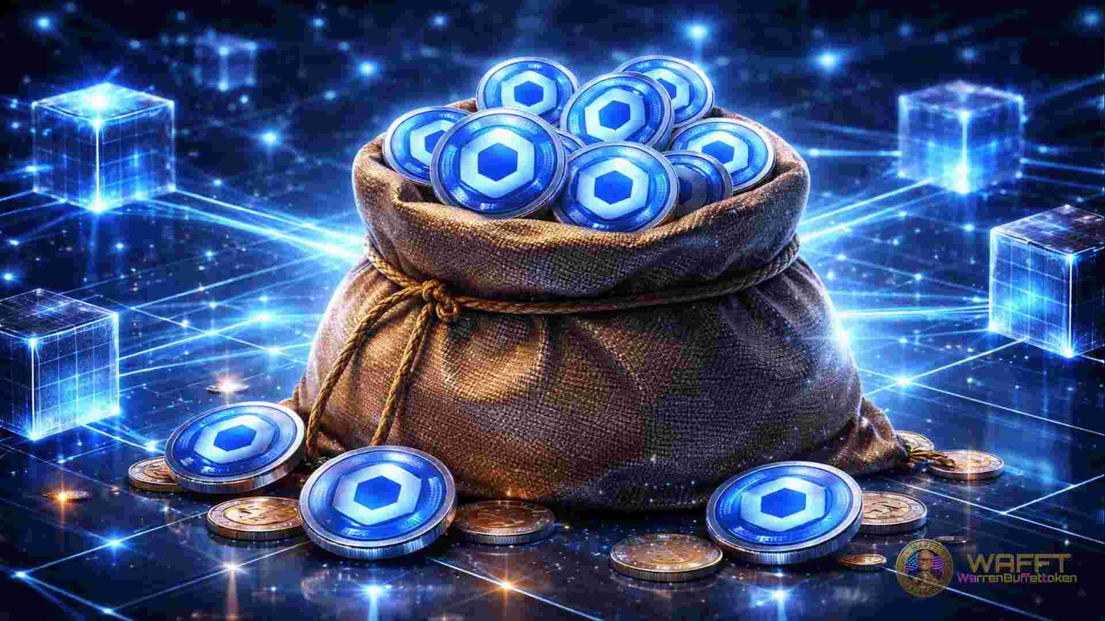 Chainlink tokens representing incentives and security in a decentralized oracle network.