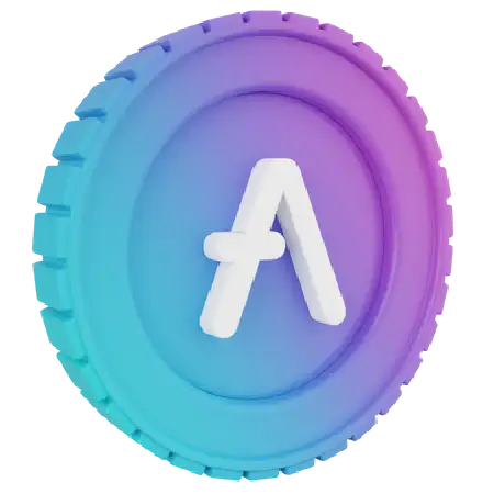 3D AAVE token coin representing governance and protocol security.