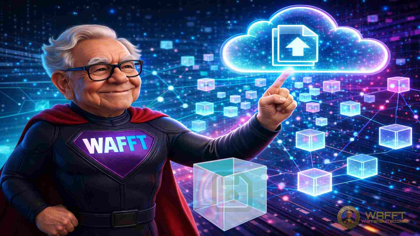 WAFFT Hero illustrating how Filecoin enables decentralized data storage and access.