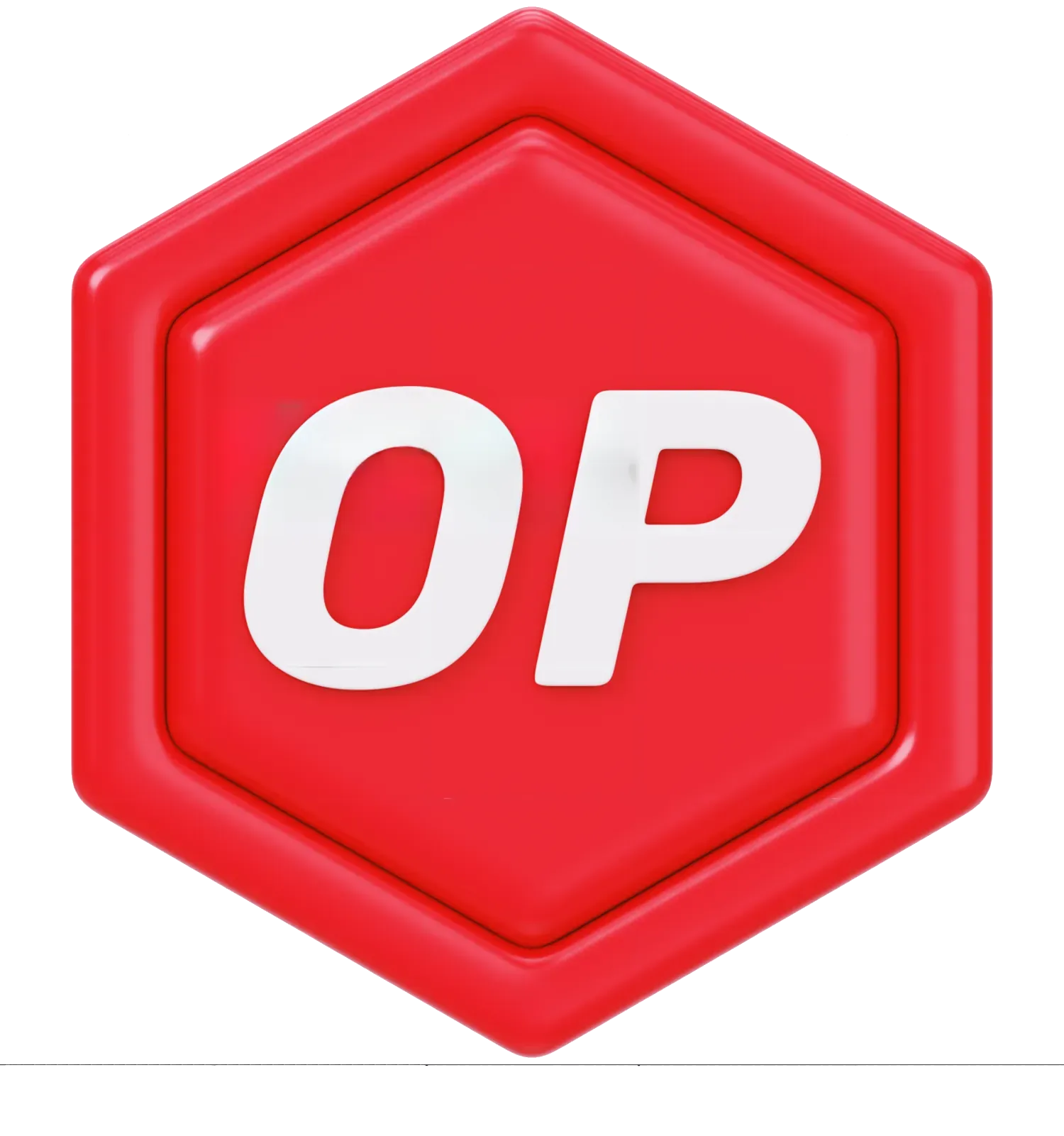 Hexagonal OP token symbolizing governance rights and voting power in the Optimism Token House.