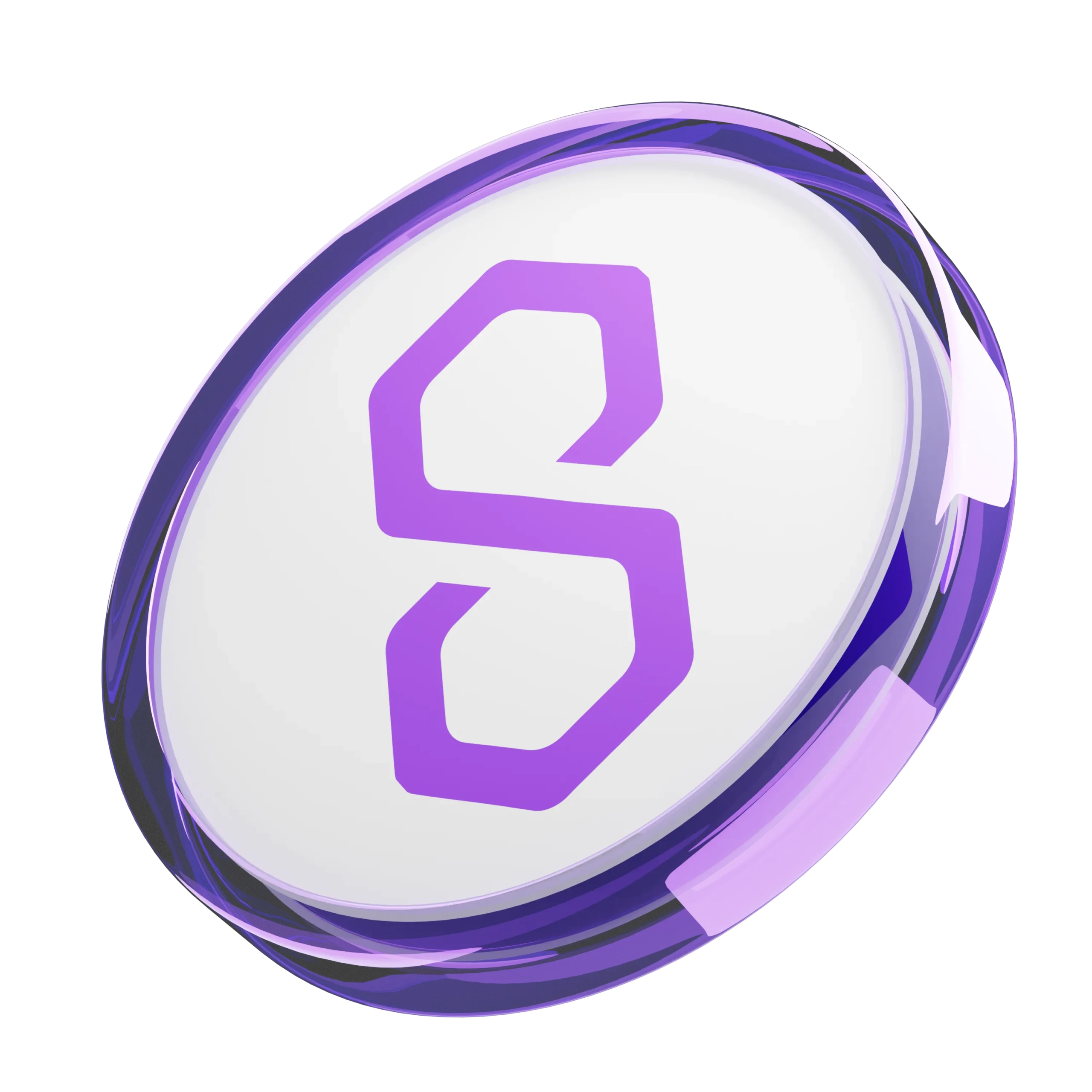 Stylized POL token coin in purple used as visual separator within the lesson.