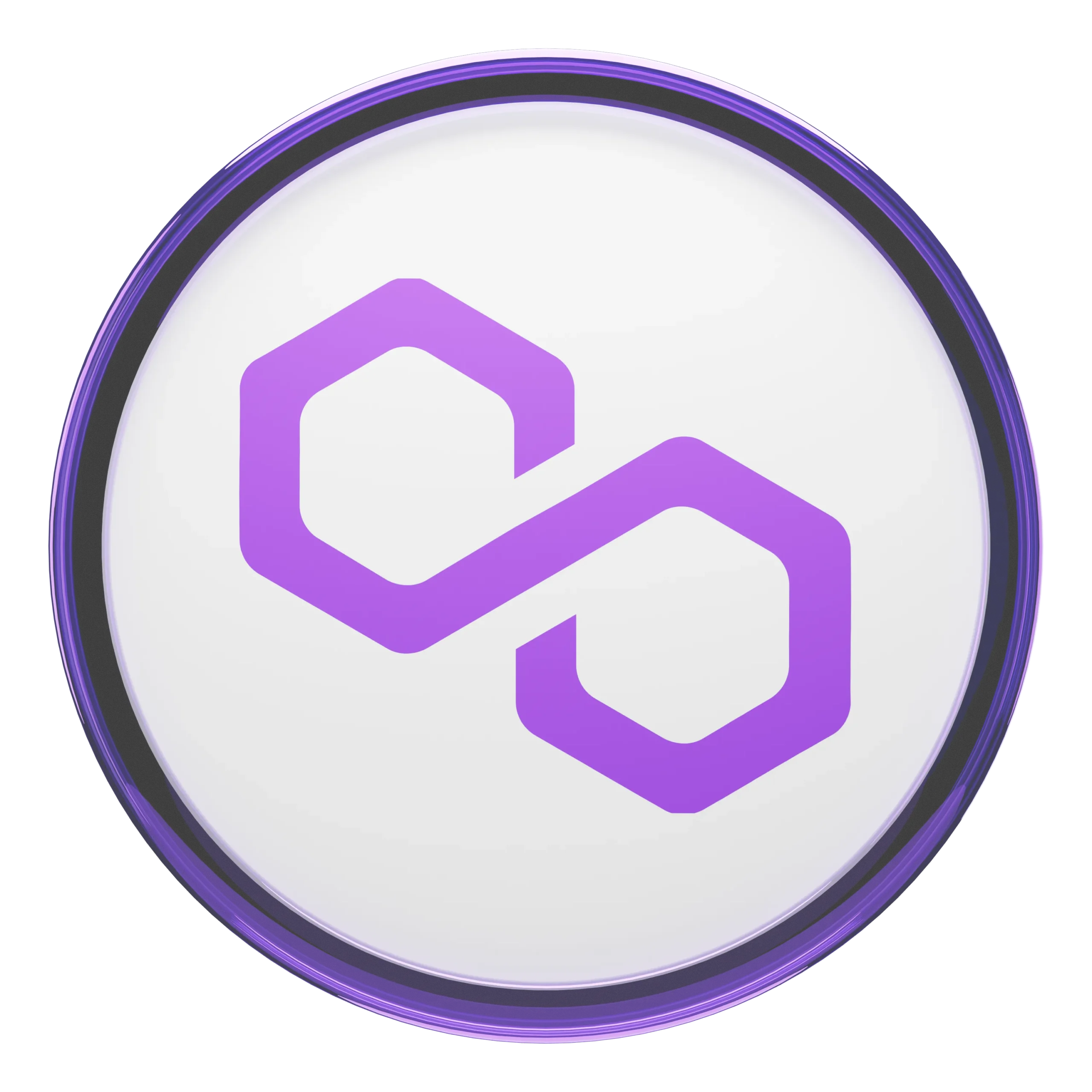 POL token symbol in purple, representing staking, gas, and governance functions in the Polygon ecosystem.
