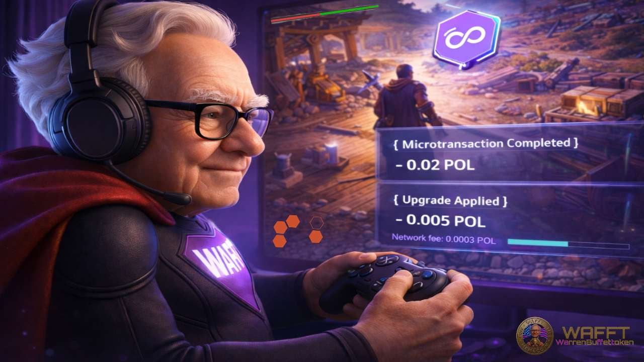 WAFFT Hero interacting with a game powered by Polygon, representing real-world use cases like gaming, DeFi and consumer apps.